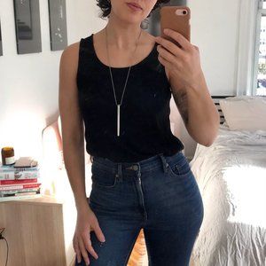 Lace-back hi low blouse